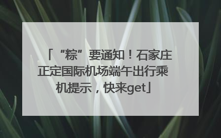 “粽”要通知！石家庄正定国际机场端午出行乘机提示，快来get