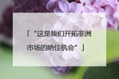 “这是我们开拓非洲市场的绝佳机会”
