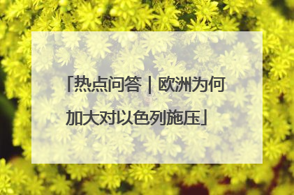 热点问答｜欧洲为何加大对以色列施压