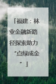 福建：林业金融新路径探索助力“点绿成金”