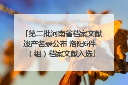 第二批河南省档案文献遗产名录公布 洛阳6件（组）档案文献入选