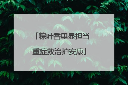 粽叶香里显担当 重症救治护安康