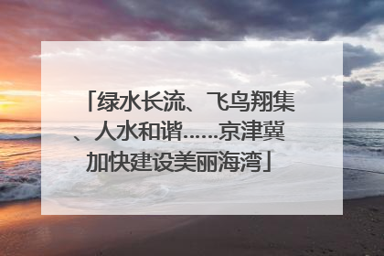绿水长流、飞鸟翔集、人水和谐……京津冀加快建设美丽海湾