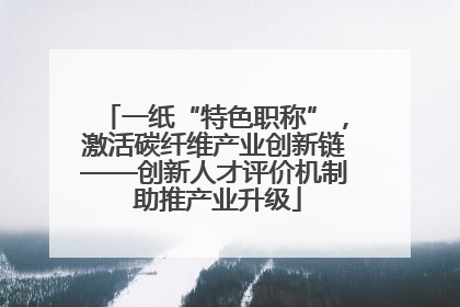 一纸“特色职称”，激活碳纤维产业创新链——创新人才评价机制 助推产业升级