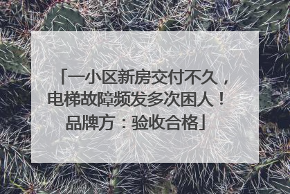 一小区新房交付不久，电梯故障频发多次困人！品牌方：验收合格