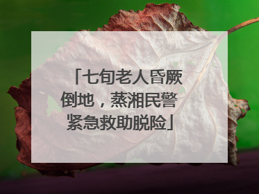 七旬老人昏厥倒地，蒸湘民警紧急救助脱险
