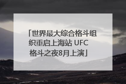 世界最大综合格斗组织重启上海站 UFC格斗之夜8月上演