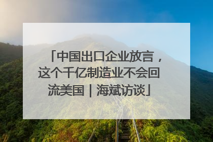 中国出口企业放言，这个千亿制造业不会回流美国｜海斌访谈