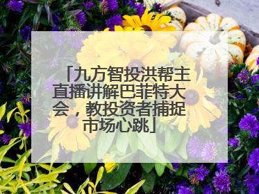九方智投洪帮主直播讲解巴菲特大会，教投资者捕捉市场心跳