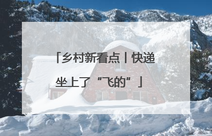 乡村新看点丨快递坐上了“飞的”