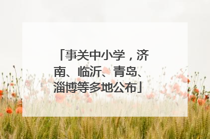 事关中小学，济南、临沂、青岛、淄博等多地公布