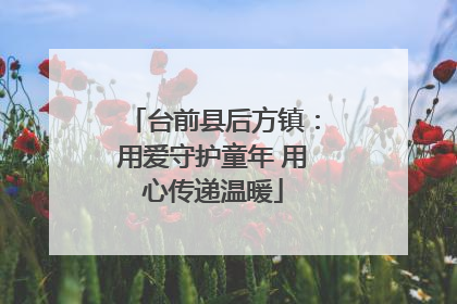台前县后方镇：用爱守护童年 用心传递温暖