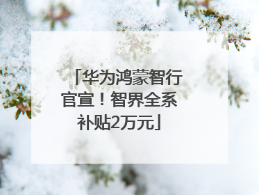 华为鸿蒙智行官宣！智界全系补贴2万元