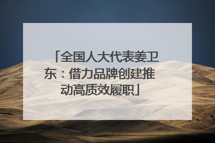 全国人大代表姜卫东：借力品牌创建推动高质效履职