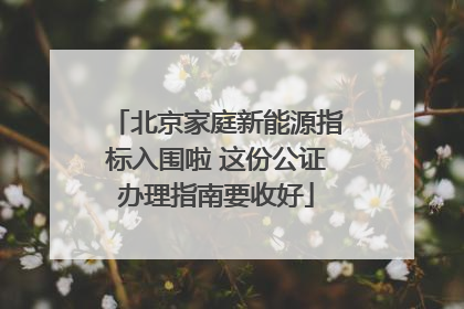 北京家庭新能源指标入围啦 这份公证办理指南要收好