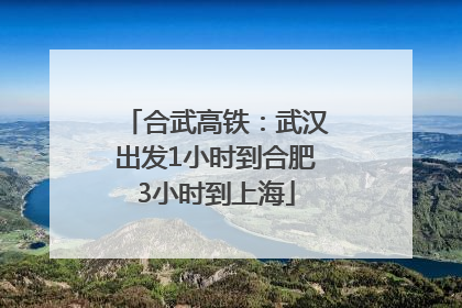 合武高铁：武汉出发1小时到合肥3小时到上海