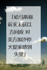 哈马斯称诉求未获以方回应 对美方加沙停火提案感到失望