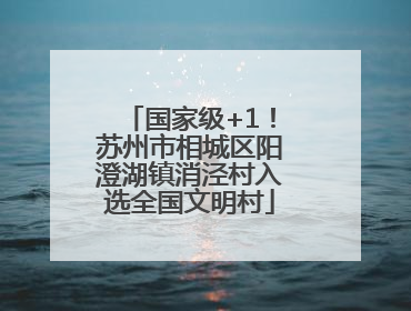 国家级+1！苏州市相城区阳澄湖镇消泾村入选全国文明村
