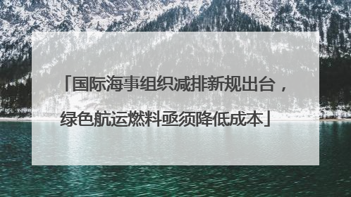 国际海事组织减排新规出台，绿色航运燃料亟须降低成本