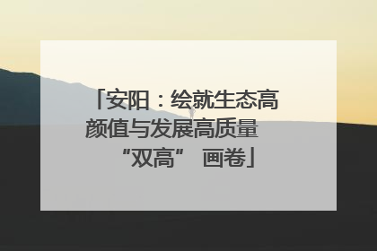 安阳：绘就生态高颜值与发展高质量 “双高” 画卷