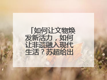 如何让文物焕发新活力，如何让非遗融入现代生活？苏超给出一个很好启示