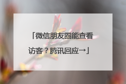 微信朋友圈能查看访客？腾讯回应→