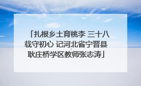 扎根乡土育桃李 三十八载守初心 记河北省宁晋县耿庄桥学区教师张志涛