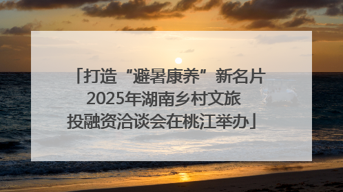 打造“避暑康养”新名片 2025年湖南乡村文旅投融资洽谈会在桃江举办