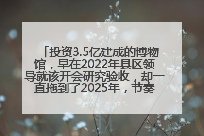 投资3.5亿建成的博物馆，早在2022年县区领导就该开会研究验收，却一直拖到了2025年，节奏不是一般的慢！