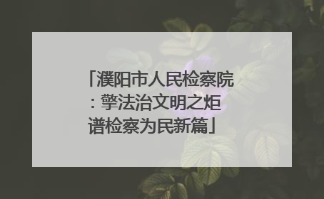 濮阳市人民检察院：擎法治文明之炬 谱检察为民新篇