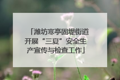 潍坊寒亭固堤街道开展“三夏”安全生产宣传与检查工作