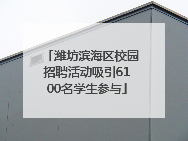 潍坊滨海区校园招聘活动吸引6100名学生参与