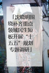 沈晓明围绕补齐重点领域民生短板开展“十五五”规划专题调研