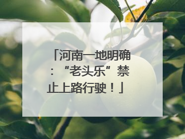 河南一地明确：“老头乐”禁止上路行驶！