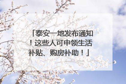 泰安一地发布通知！这些人可申领生活补贴、购房补助！