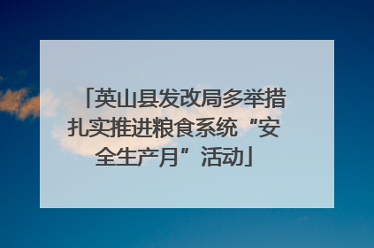 英山县发改局多举措扎实推进粮食系统“安全生产月”活动