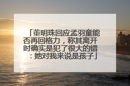 董明珠回应孟羽童能否再回格力，称其离开时确实是犯了很大的错：她对我来说是孩子