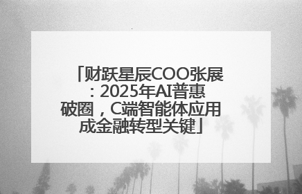 财跃星辰COO张展：2025年AI普惠破圈，C端智能体应用成金融转型关键