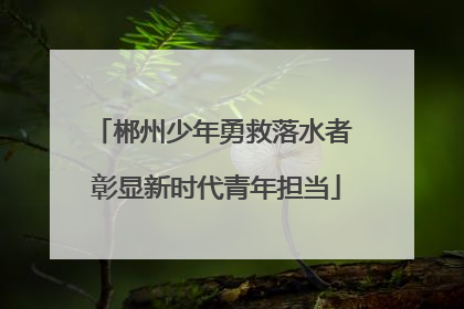 郴州少年勇救落水者 彰显新时代青年担当