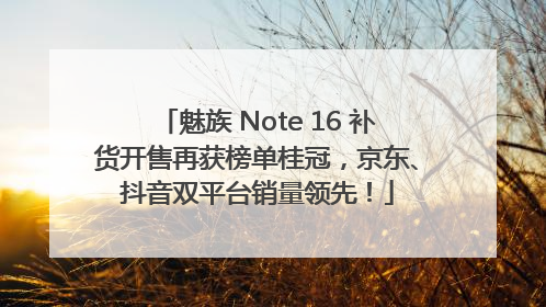 魅族 Note 16 补货开售再获榜单桂冠，京东、抖音双平台销量领先！