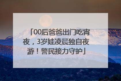 00后爸爸出门吃宵夜，3岁娃凌晨独自夜游！警民接力守护
