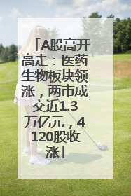 A股高开高走：医药生物板块领涨，两市成交近1.3万亿元，4120股收涨